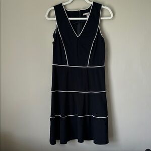 Banana republic Black Sleeveless Dress with White Trim